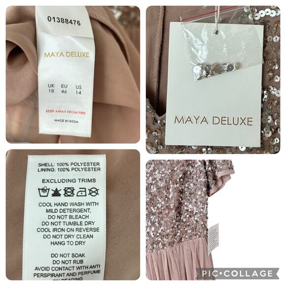 MAYA BRIDESMAID V-NECK MAXI TULLE DRESS NEW W TAGS SEQUIN TOP WOMEN SZ LARGE/14 - Picture 12 of 12